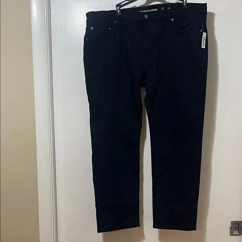 NWT Amazon essentials black denim jeans 40 x 28 slim